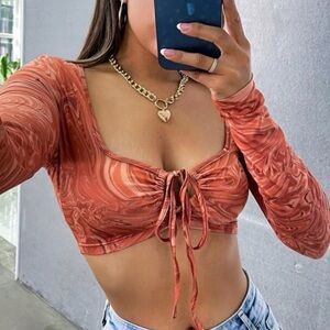Orange marble crop top